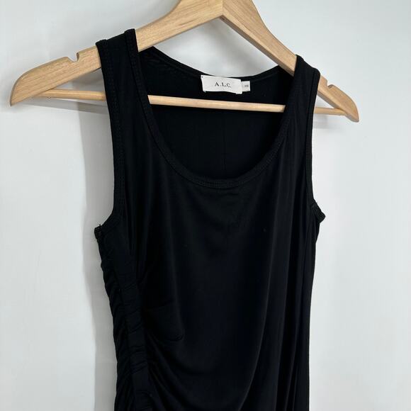 A.L.C Lelah Ruched Mini Tank Dress Scoop Neck Sleeveless Black - Picture 9 of 15